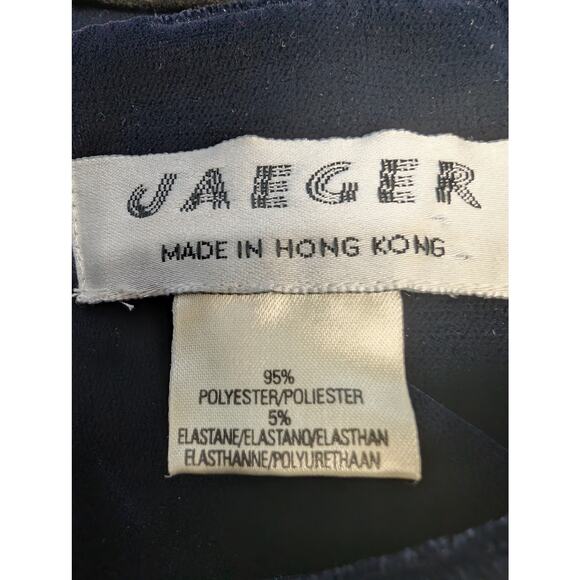 Vintage Jaeger Hong Kong Navy Sleeveless Sheath Dress Lined Back Zip Classic M L - Picture 7 of 8